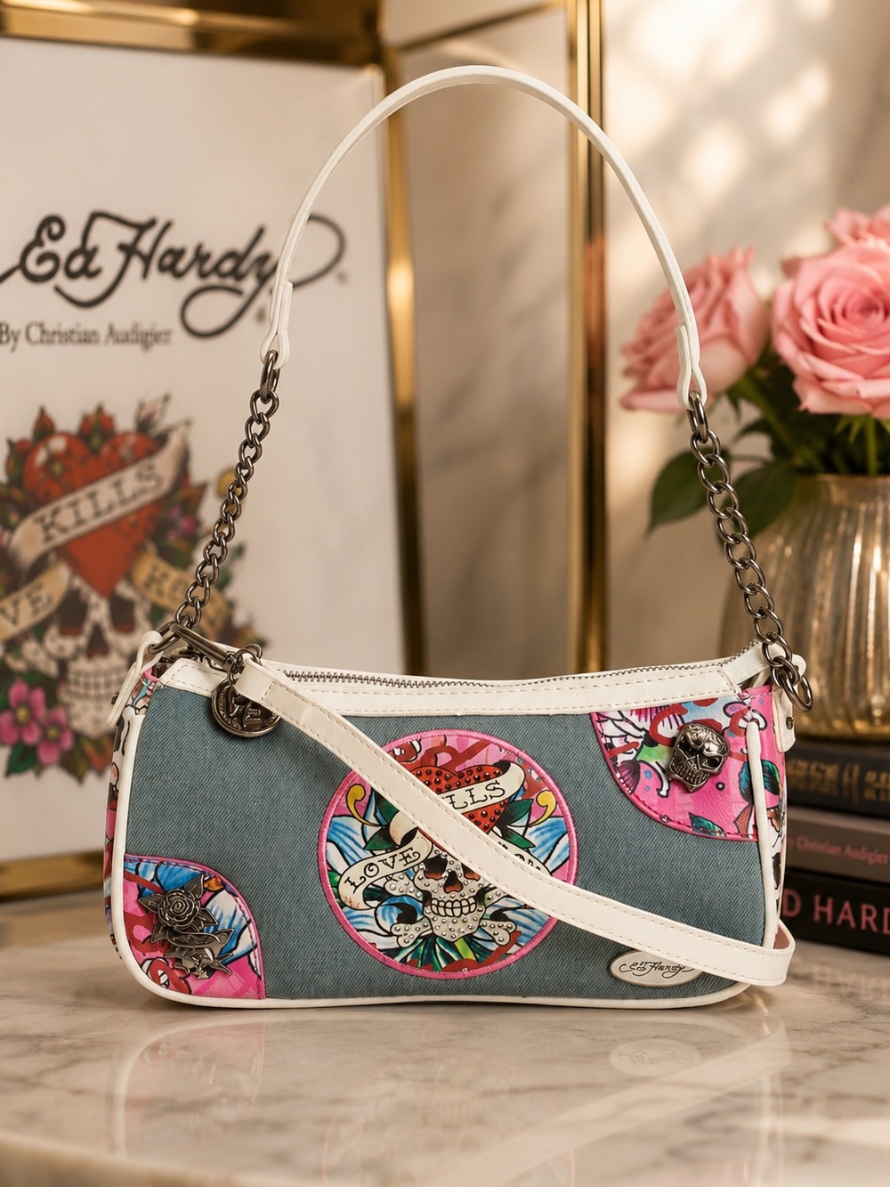 Ed Hardy Denim Shoulder Bag